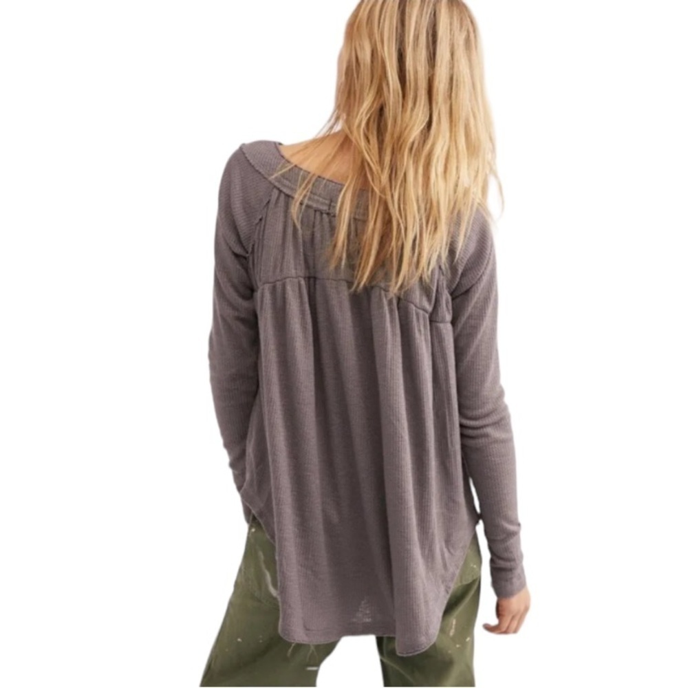 Free People We The Free Must Have Henley Top Tee Gray Size Small - Picture 4 of 12